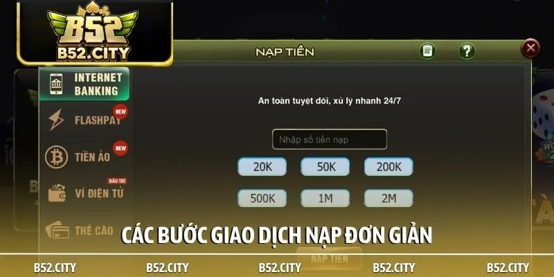 Các bước giao dịch nạp đơn giản
